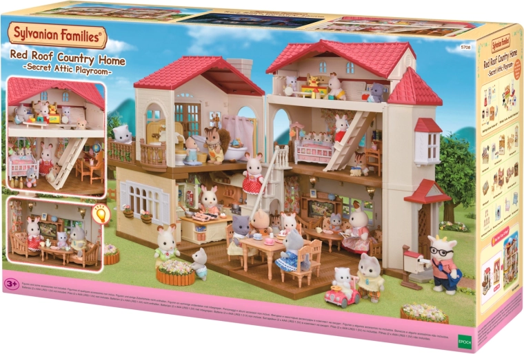 Sylvanian Families maison à étages avec toit rouge et lumières