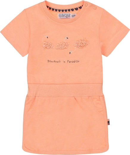 Dirkje robe fille néon orange à manches courtes, taille 74