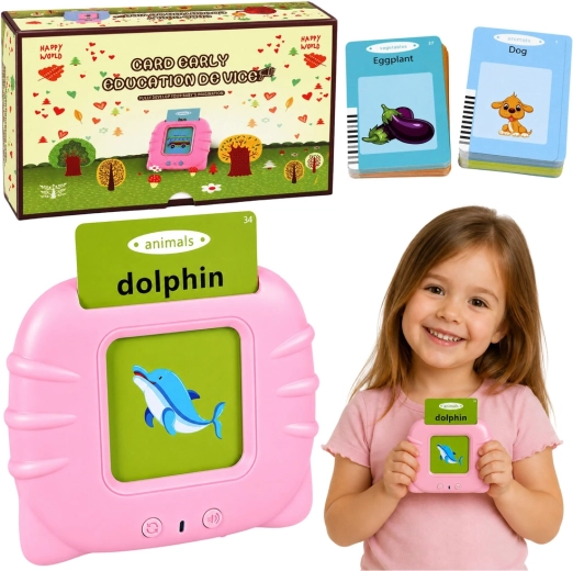 Lecteur interactif de cartes pour l’apprentissage des mots anglais pour enfants, rose