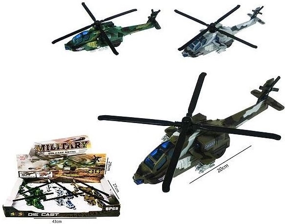 Hélicoptère militaire 20 cm avec lumière et son