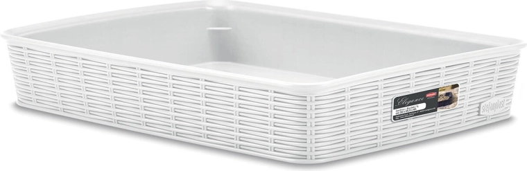 panier élégance blanc plastique 35,5 × 26 × 6 cm