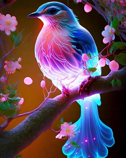 Norimpex peinture par numéros Oiseau magique lumineux 40 × 50 cm