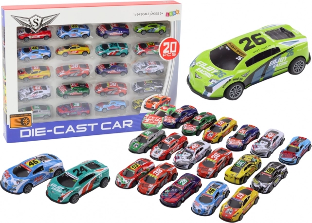 Set de petites voitures de course 1:64 - 20 pcs