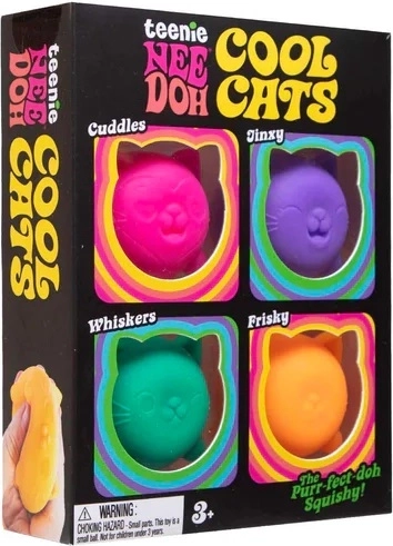 NeeDoh mini chats à presser – jouets antistress, lot de 4