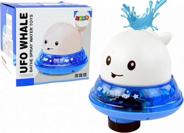 Baleine éclaboussant d'eau avec support jouet de bain blanc