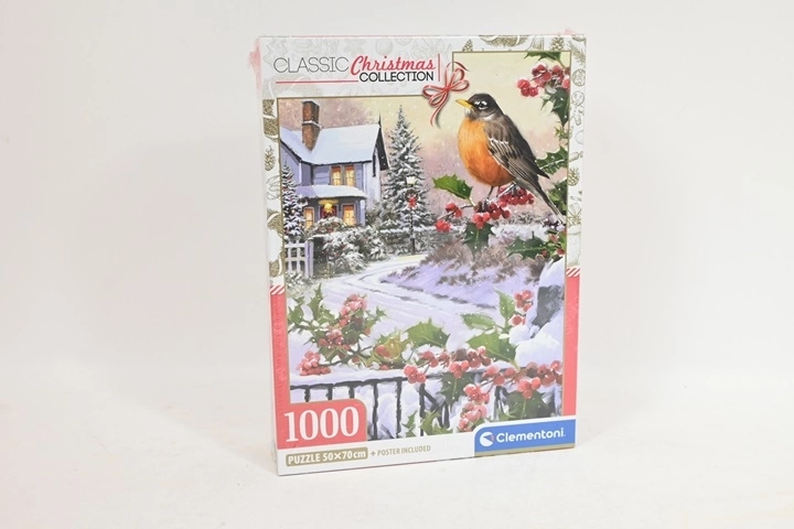 Puzzle Clementoni Collection de Noël – rouge-gorge et houx, 1000 pièces