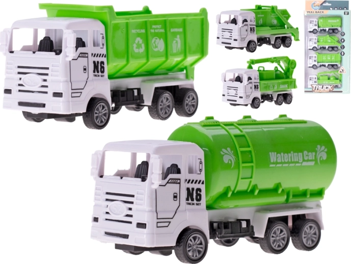 Set de camions-bennes avec retour en arrière 13 cm, lot de 4