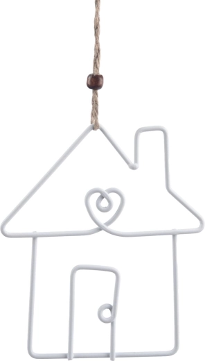 Décoration suspendue maison blanche 14 cm