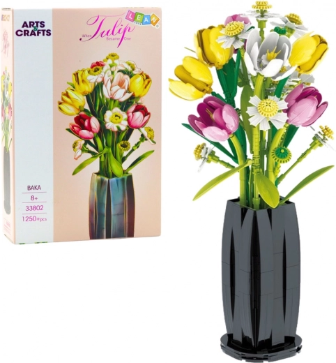 Kit bouquet de tulipes en vase 1250 pièces