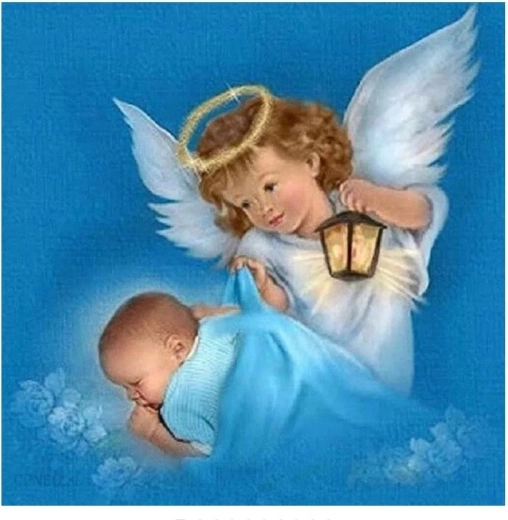 Norimpex Peinture par numéros Ange au-dessus d’un bébé 40 × 50 cm