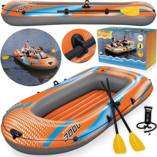 bateau pneumatique BESTWAY Condor Elite 3000 avec deux pagaies et pompe