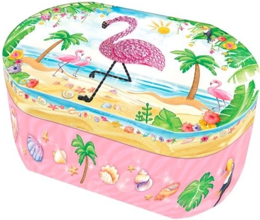Boîte à musique ovale Pecoware - Flamant rose