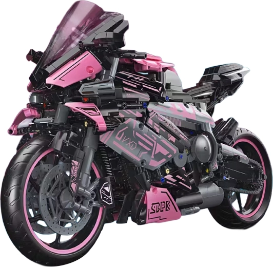 Kit de construction moto de course rose 2066 pièces 1:5