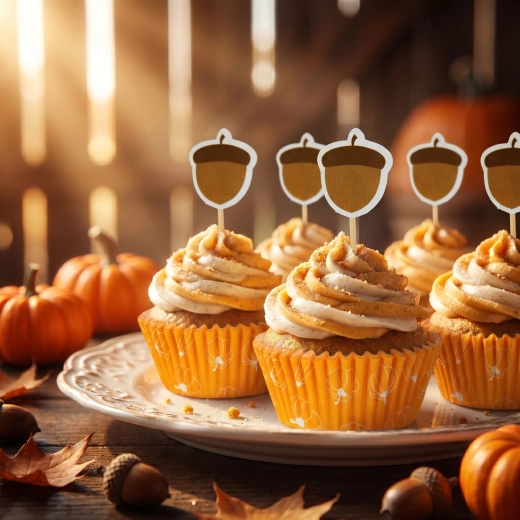 Ensemble de caissettes en papier pour muffins avec pics décoratifs, 24 + 24 pièces