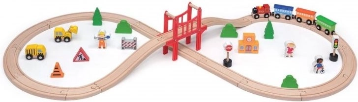 Circuit de train en bois 39 pcs