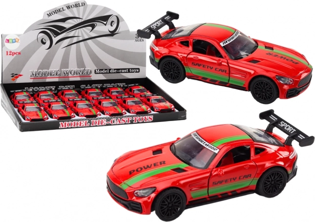 Voiture de sport en métal 1:32 avec aileron et figurine, rouge avec sons et lumières