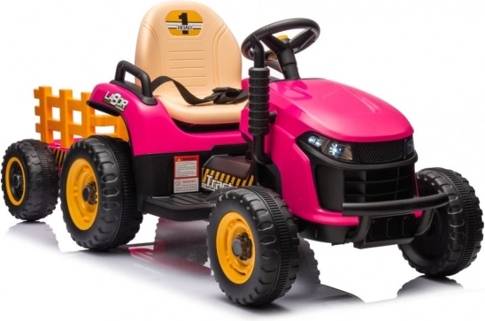 Tracteur électrique pour enfants avec remorque, rose