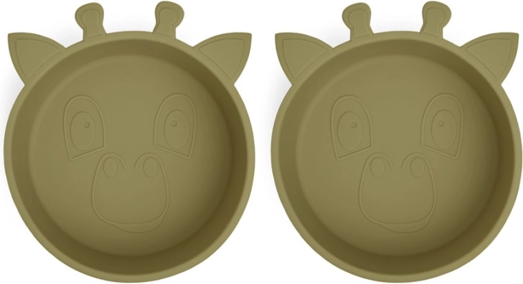 Nuuroo Alex bol en silicone girafe, vert olive - 2 pcs