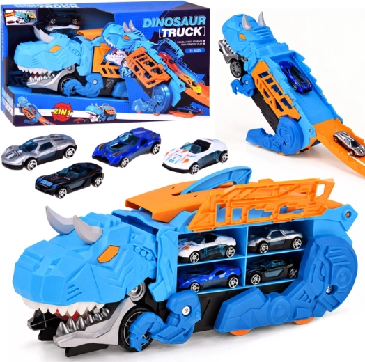 Camion dinosaure 2 en 1 avec garage et petites voitures