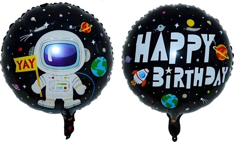 Set de ballons en film spatial astronaute et étoiles 5 pcs