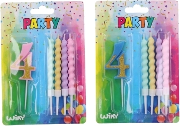Bougie de fête numéro 4 avec 4 bougies