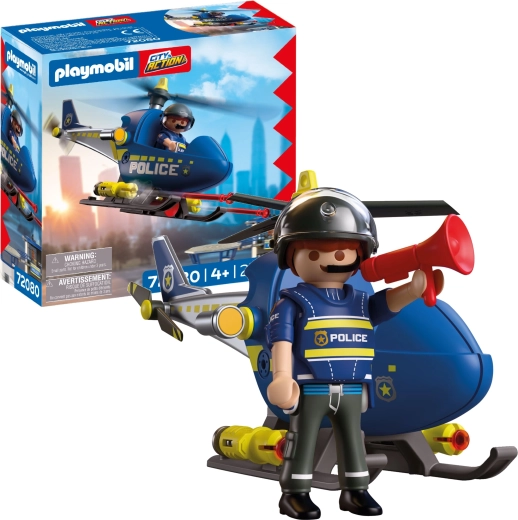 Playmobil City Action – policier avec hélicoptère et accessoires, 28 pièces