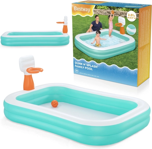 Piscine familiale gonflable avec panier Dunk ‘N’ Splash 251 × 168 × 102 cm BESTWAY