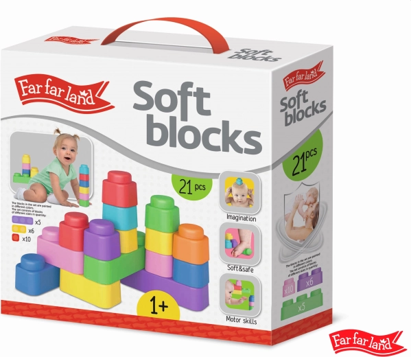 Far Far Land jeu de construction souple – set de 21 blocs colorés