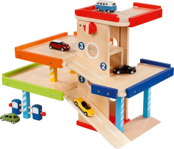 Parking à plusieurs étages avec ascenseur et rampe