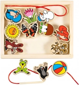 Detoa jeu de laçage PETIT TAUPE – ensemble d’enfilage en bois