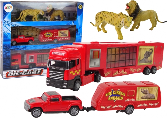 Camions de cirque avec animaux