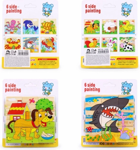 Cubes en bois illustrés pour enfants