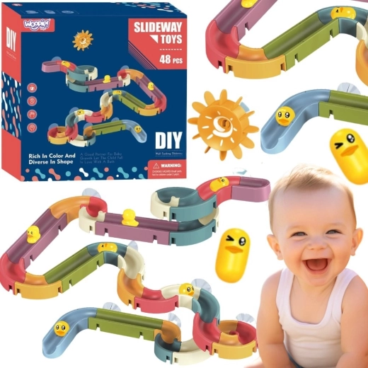 Woopie circuit aquatique avec toboggan pour le bain, 48 pièces