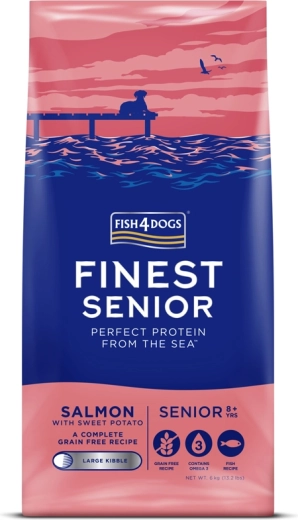 Fish4Dogs croquettes pour grands chiens âgés saumon et patates douces 6 kg