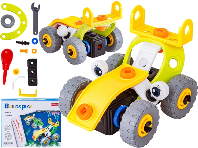Blocs de construction élastiques 48 pièces – voiture de course 2-en-1 à visser