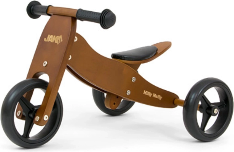Milly Mally porteur en bois et tricycle Jake 2 en 1 Dark Natural