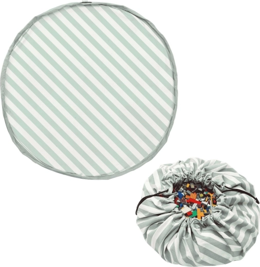 Play and Go Noomad original tapis de jeu et sac de rangement pour jouets stripes green