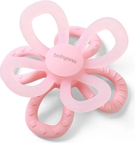 Anneau de dentition en silicone BabyOno Flower rose
