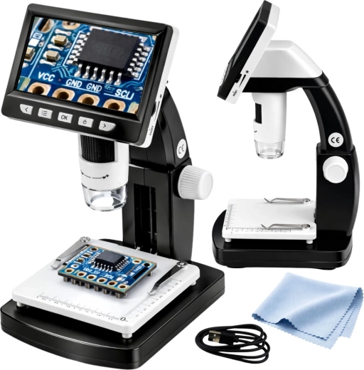Microscope numérique LCD 4,3" avec éclairage LED et grossissement jusqu’à 1000×