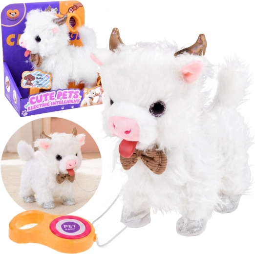 Adorable petite vache blanche interactive en laisse – marche, chante et bouge la tête