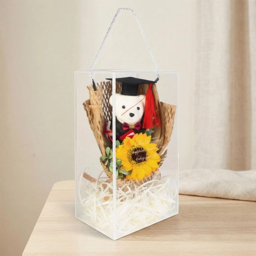 Décoration artificielle avec tournesol et ourson de remise de diplôme