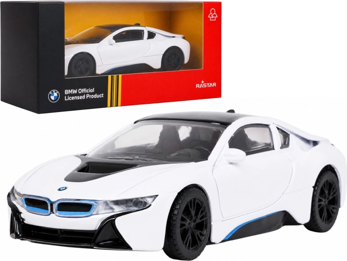 Modèle métallique BMW i8 RASTAR à l’échelle 1:43, blanc
