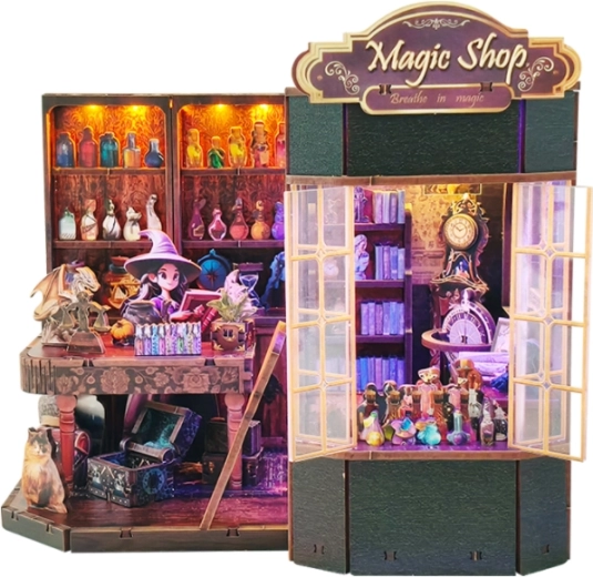Maison miniature Boutique enchantée – kit DIY avec éclairage LED