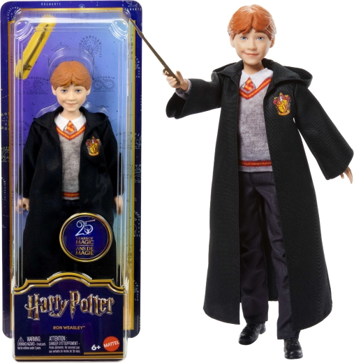 Poupée Ron Weasley en tenue de sorcier avec baguette