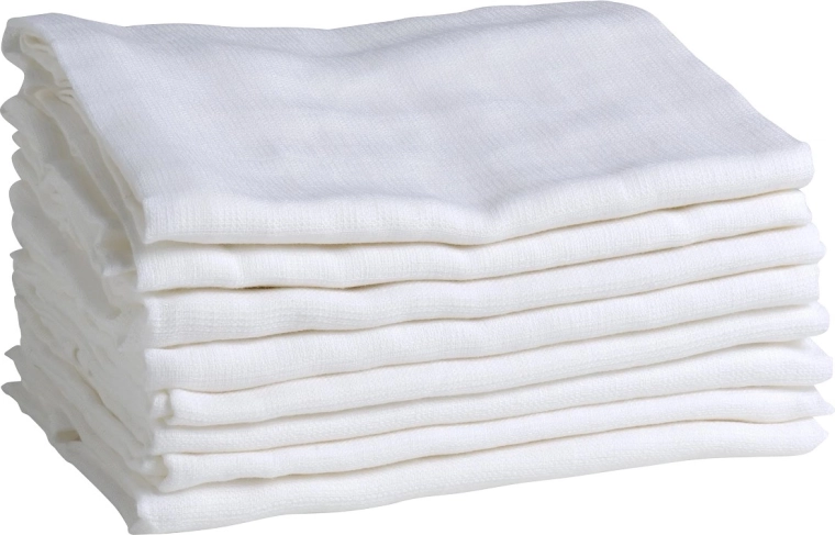 Couches en mousseline bio Mininor blanches 70 × 70 cm (8 pcs)