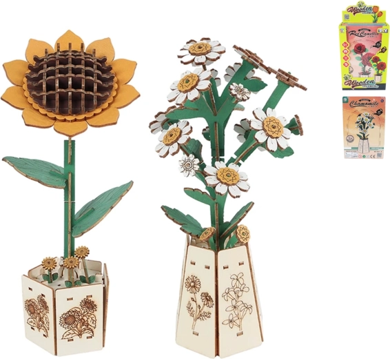 Kit de construction en bois Monte ta plante – fleur 20,5 cm