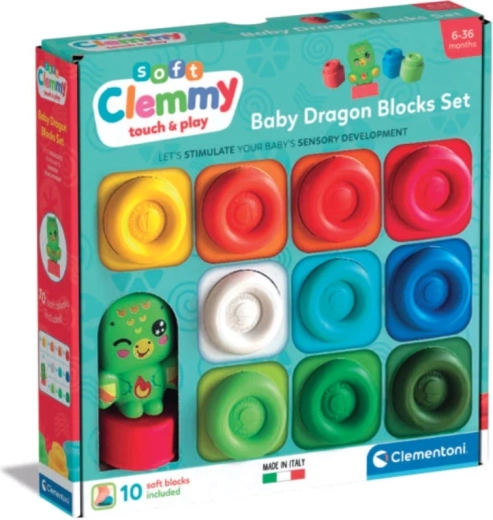 Blocs de construction souples SOFT CLEMMY 10 pcs avec figurine de petit dragon