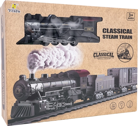 Train rétro avec lumières, sons et fumée 172 cm