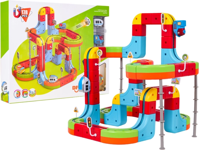 Circuit antigravitationnel magnétique coloré avec trains – 178 pièces