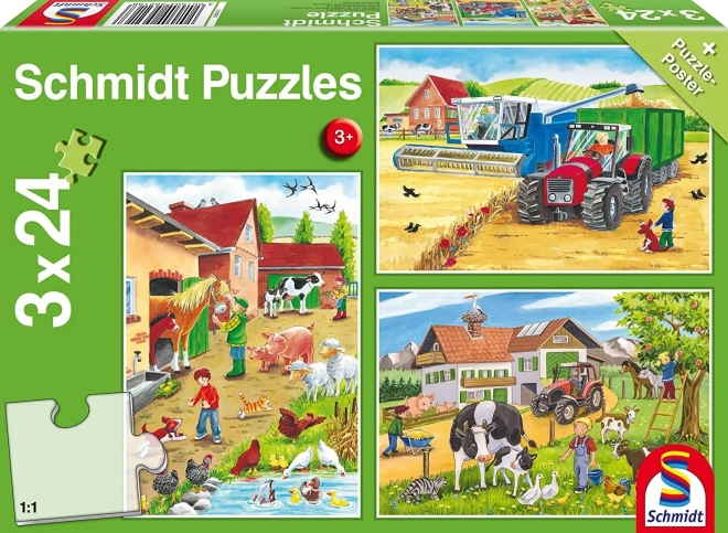 Puzzle Schmidt à la ferme 3x24 pièces